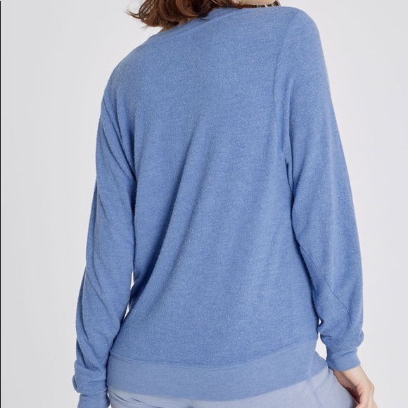 NWT Wildfox Dusk Blue Baggy Beach Jumper Deep V Sweatshirt - Picture 5 of 5